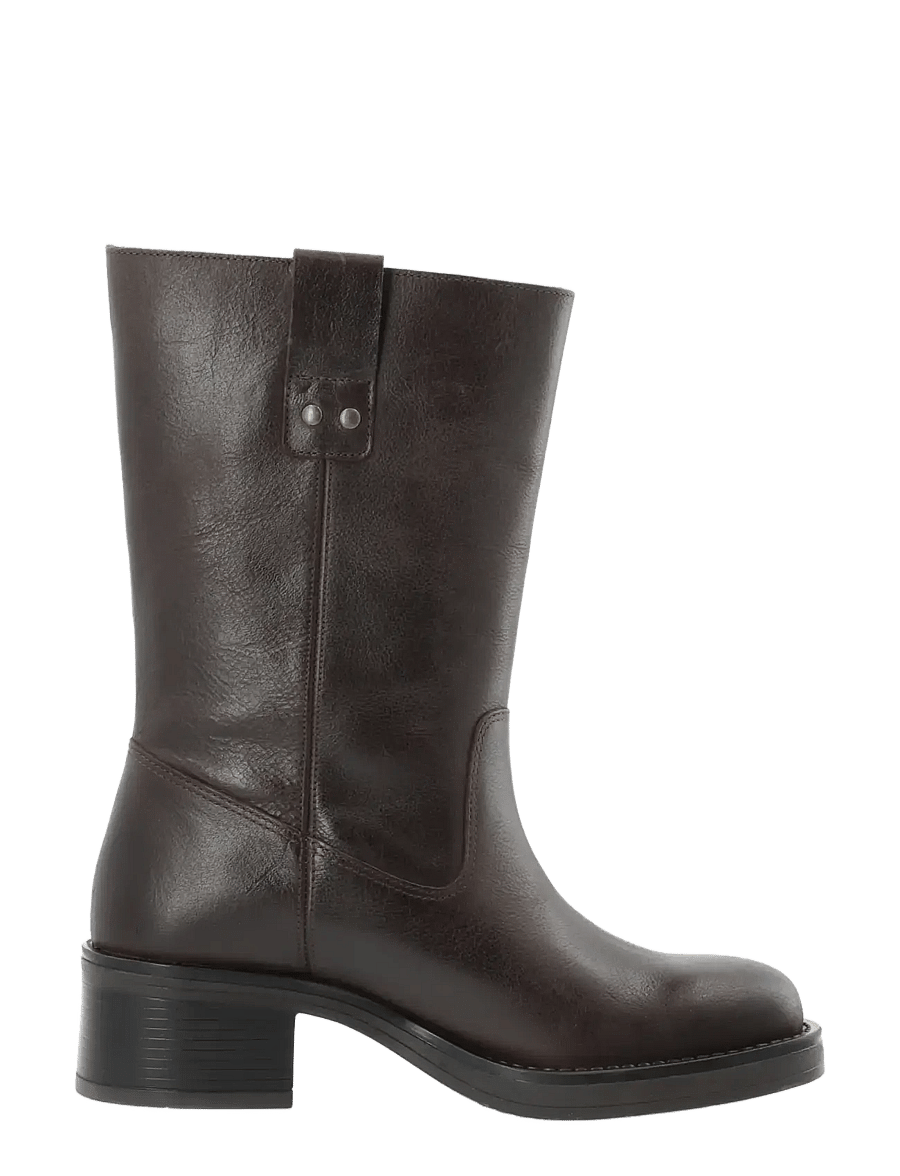 Bianco - BIAMARY Mid Pull On Boot Pull Up Leather - stiefeletten mit absatz - brown - 3
