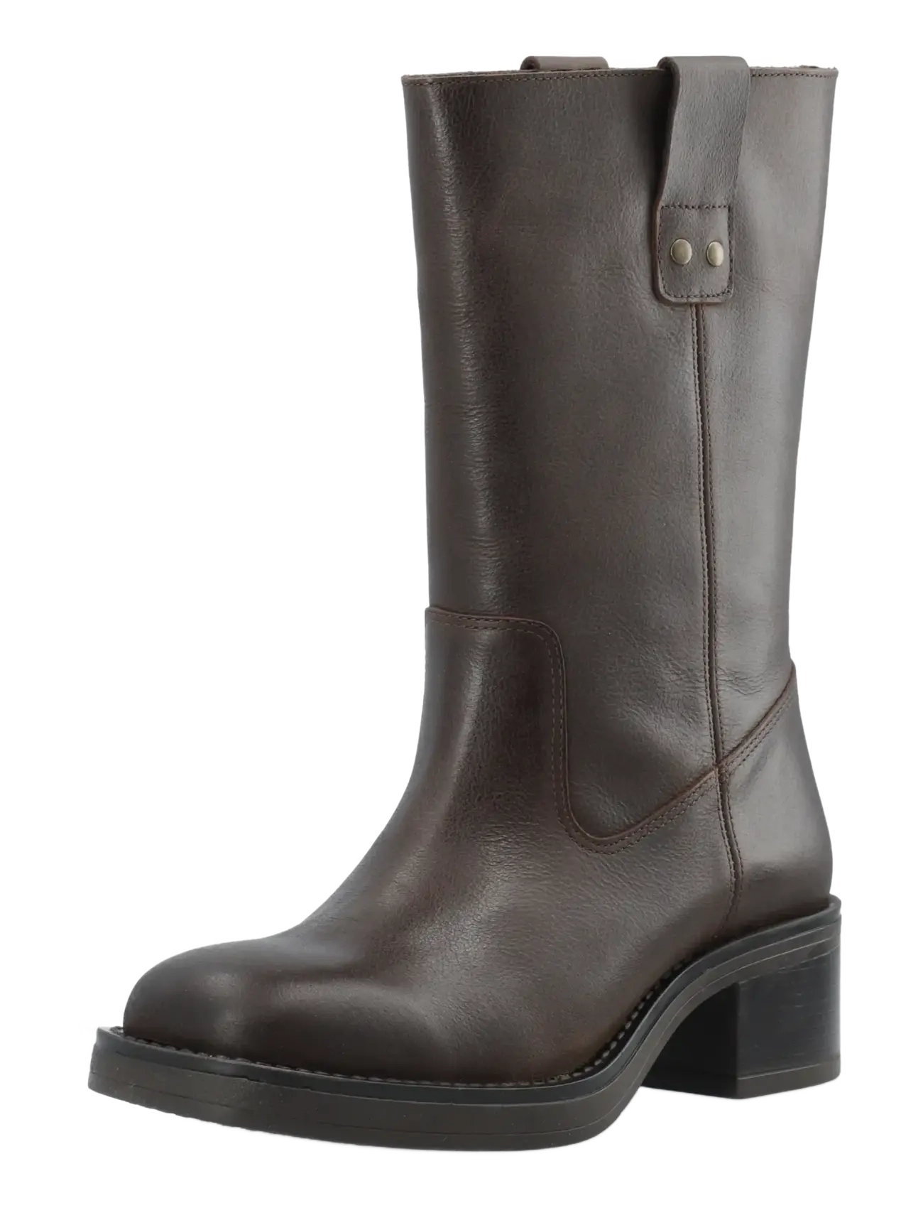 Bianco - BIAMARY Mid Pull On Boot Pull Up Leather - kontsaga poolsaapad - brown - 5