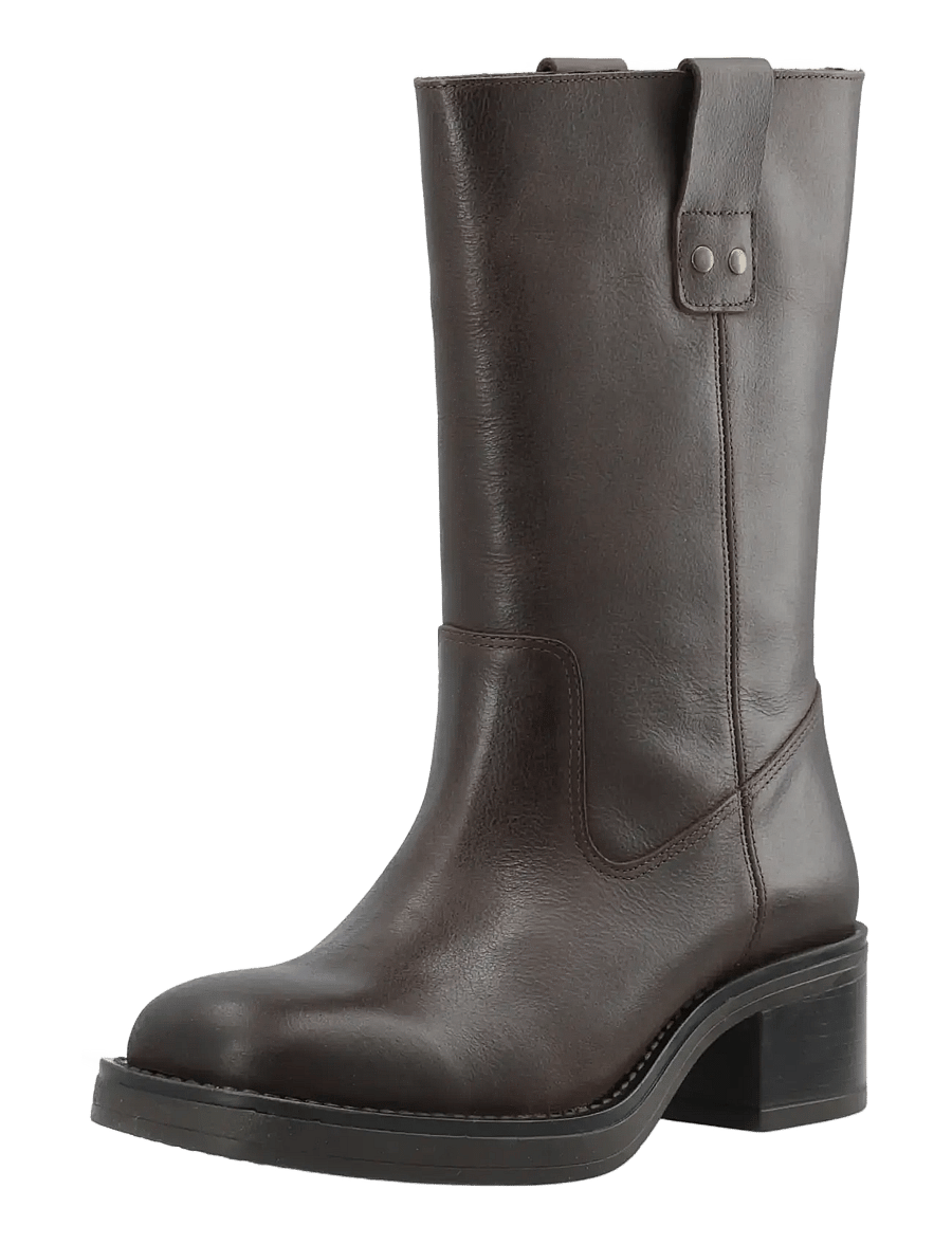 Bianco - BIAMARY Mid Pull On Boot Pull Up Leather - stiefeletten mit absatz - brown - 5