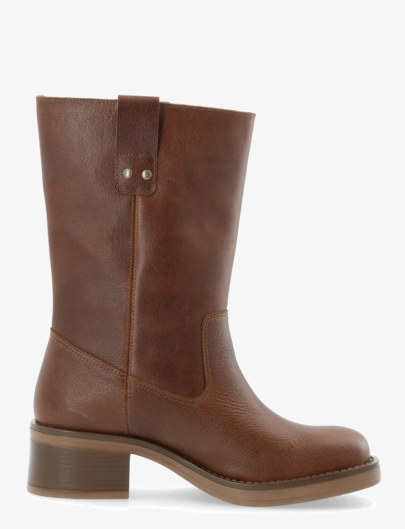 Bianco - BIAMARY Mid Pull On Boot Pull Up Leather - hohe absätze - cognac - 2