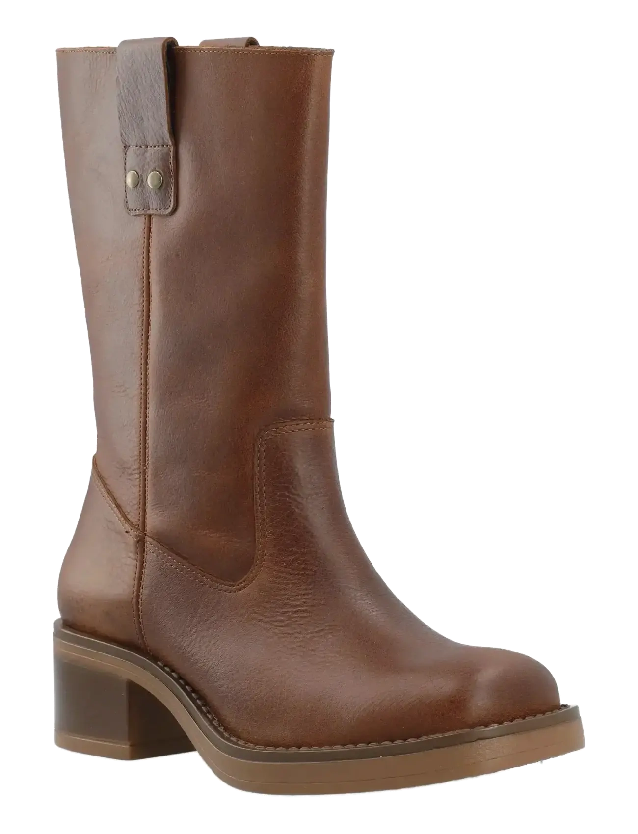 Bianco Biamary Mid Pull On Boot Up Leather, 36, Ankle Boots, Braun - Boots With Heel, Frauen
