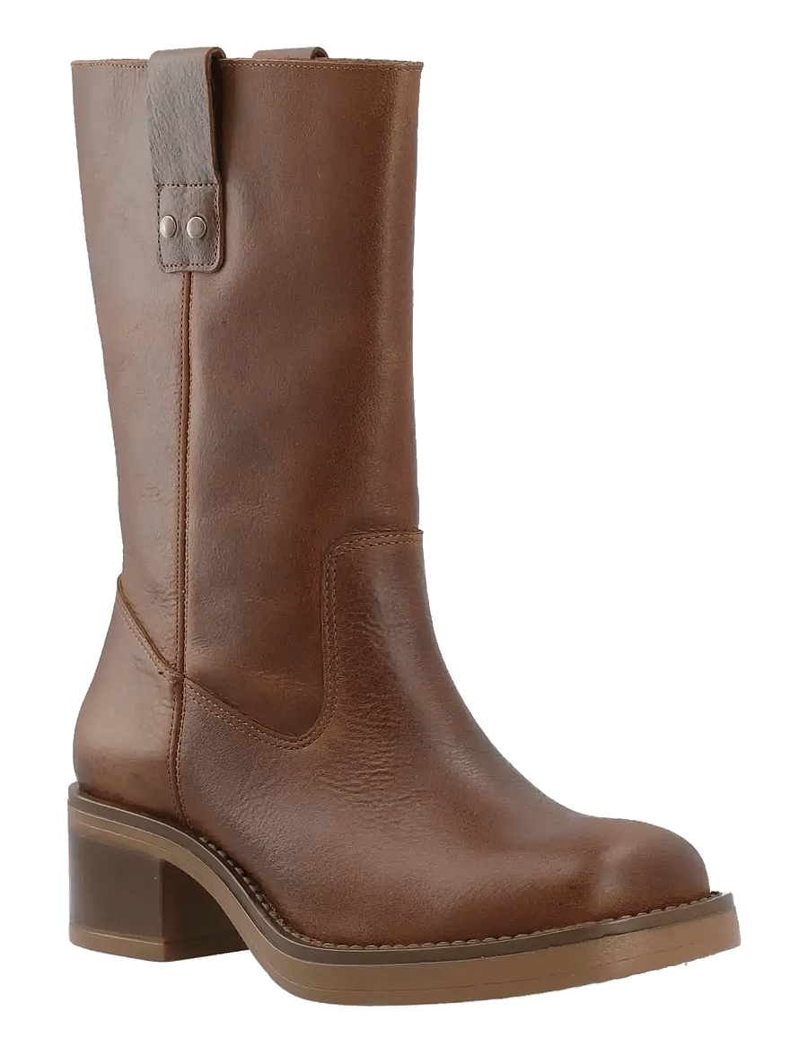 Bianco - BIAMARY Mid Pull On Boot Pull Up Leather - heeled ankle boots - cognac - 0