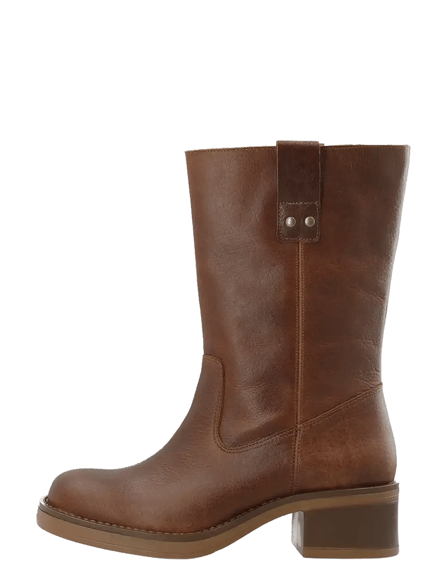 Bianco - BIAMARY Mid Pull On Boot Pull Up Leather - heeled ankle boots - cognac - 1