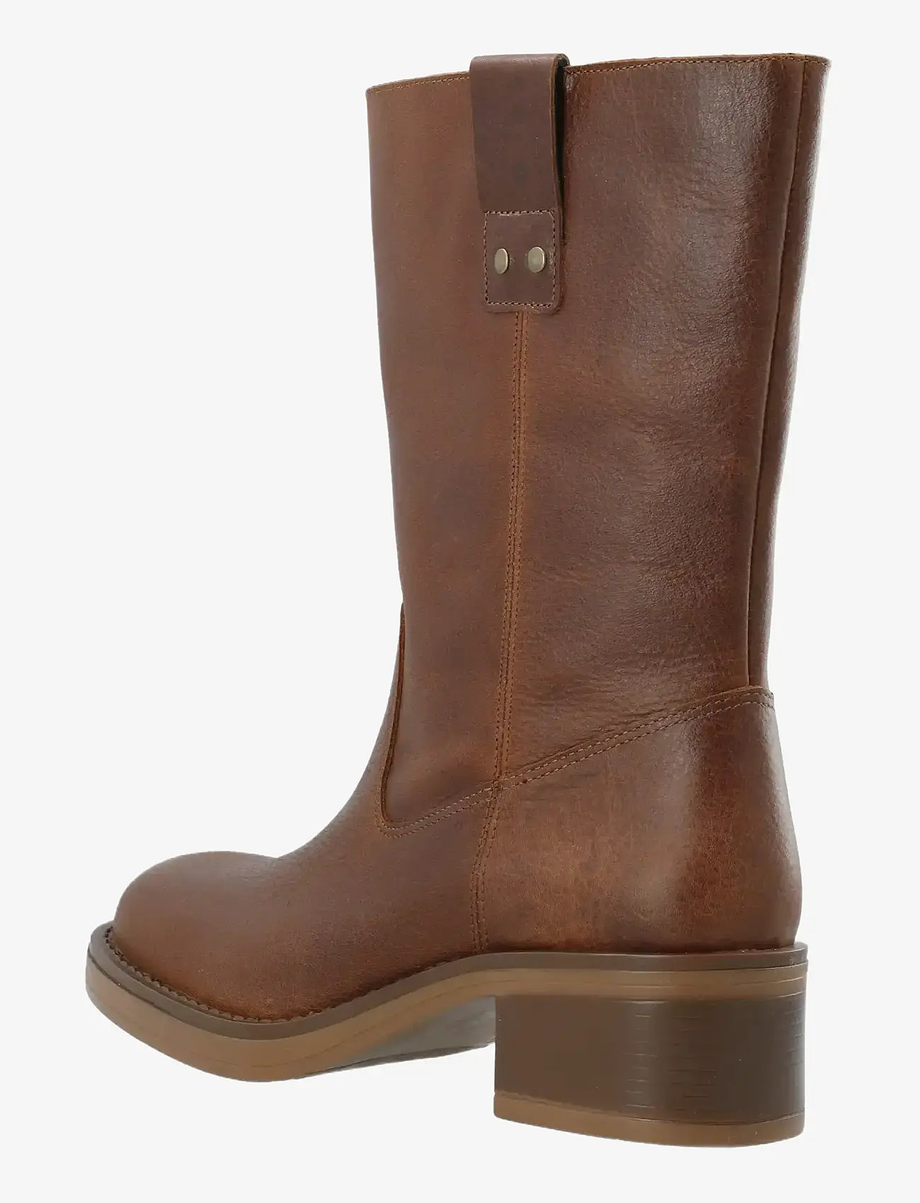 Bianco - BIAMARY Mid Pull On Boot Pull Up Leather - støvletter - cognac - 3