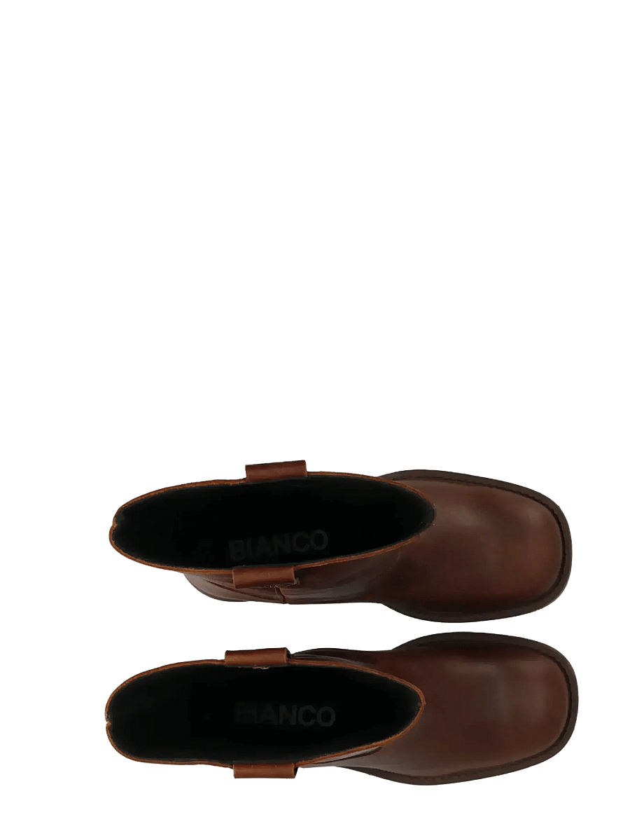 Bianco - BIAMARY Mid Pull On Boot Pull Up Leather - heeled ankle boots - cognac - 4