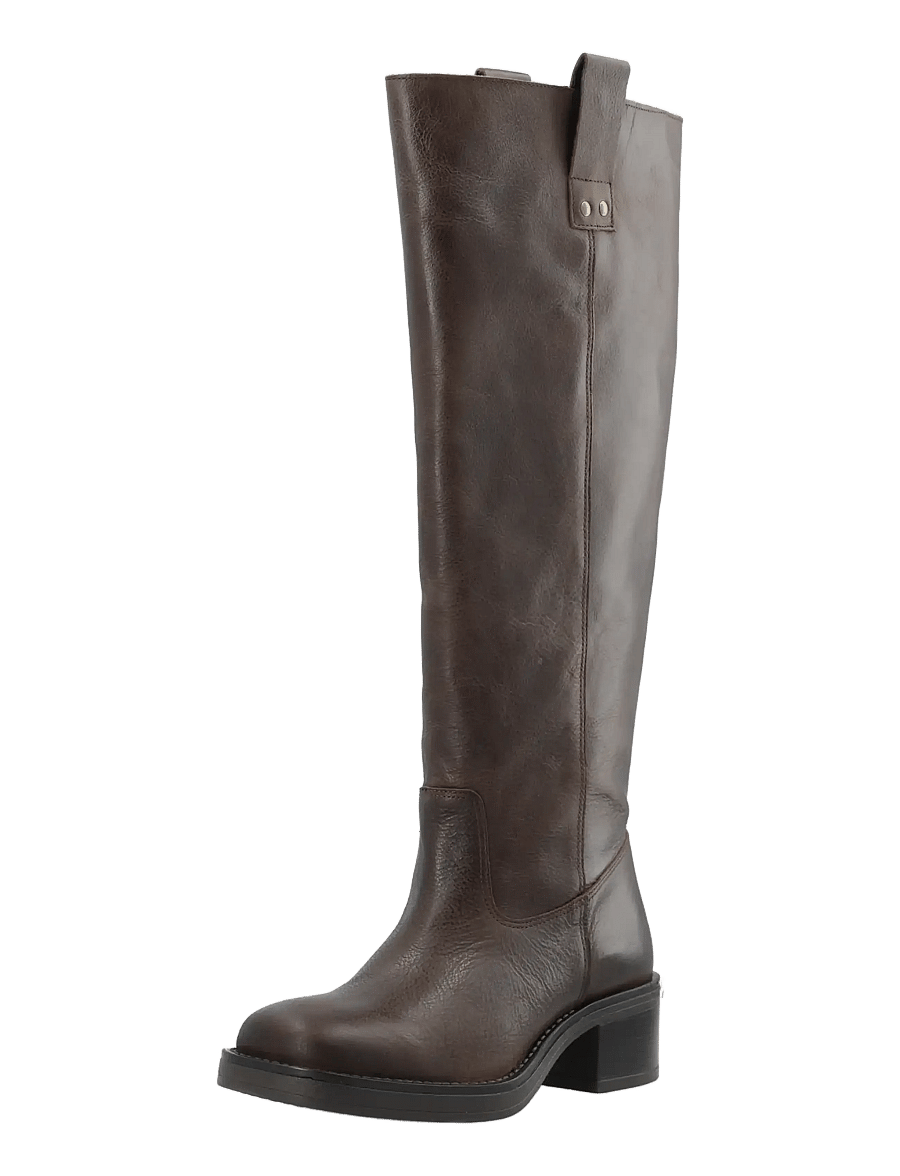 Bianco - BIAMARY Knee High Pull On Boot Pull Up Leather - kniehohe stiefel - brown - 0
