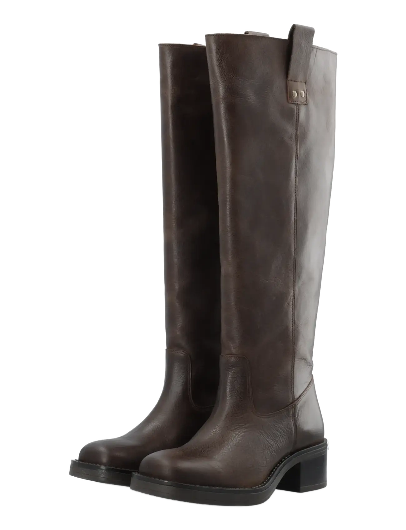 Bianco - BIAMARY Knee High Pull On Boot Pull Up Leather - põlveni saapad - brown - 4
