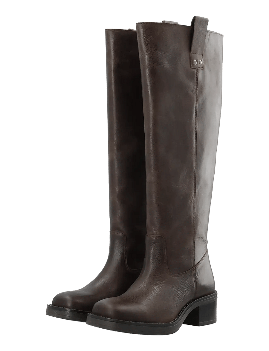Bianco - BIAMARY Knee High Pull On Boot Pull Up Leather - kniehohe stiefel - brown - 4