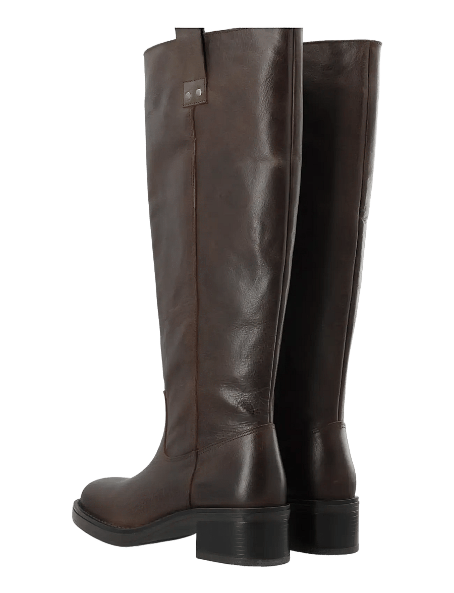 Bianco - BIAMARY Knee High Pull On Boot Pull Up Leather - kniehohe stiefel - brown - 5