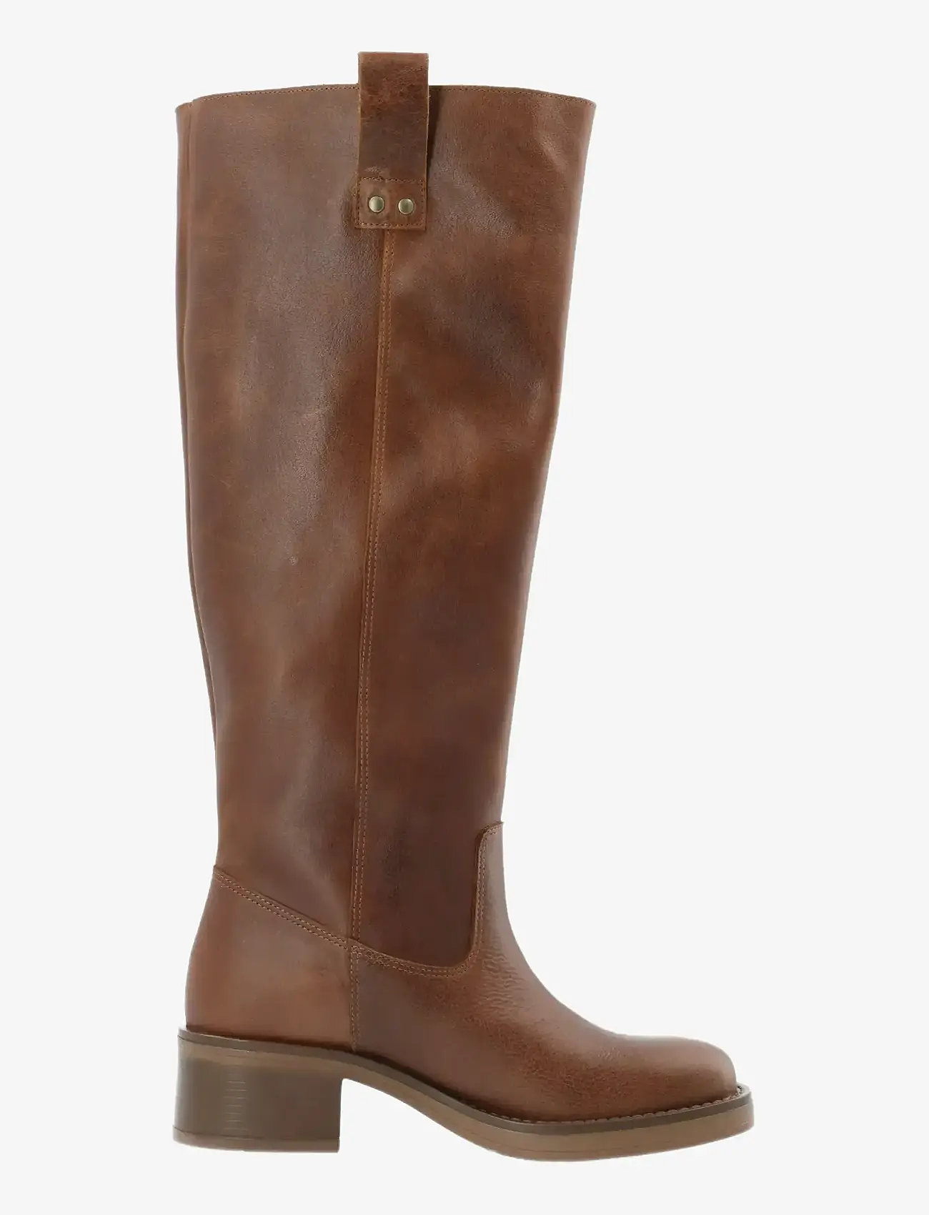 Bianco - BIAMARY Knee High Pull On Boot Pull Up Leather - há stígvél - cognac - 1