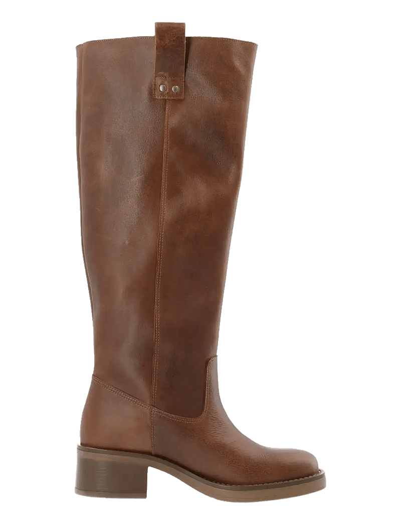 Bianco - BIAMARY Knee High Pull On Boot Pull Up Leather - cognac - 1