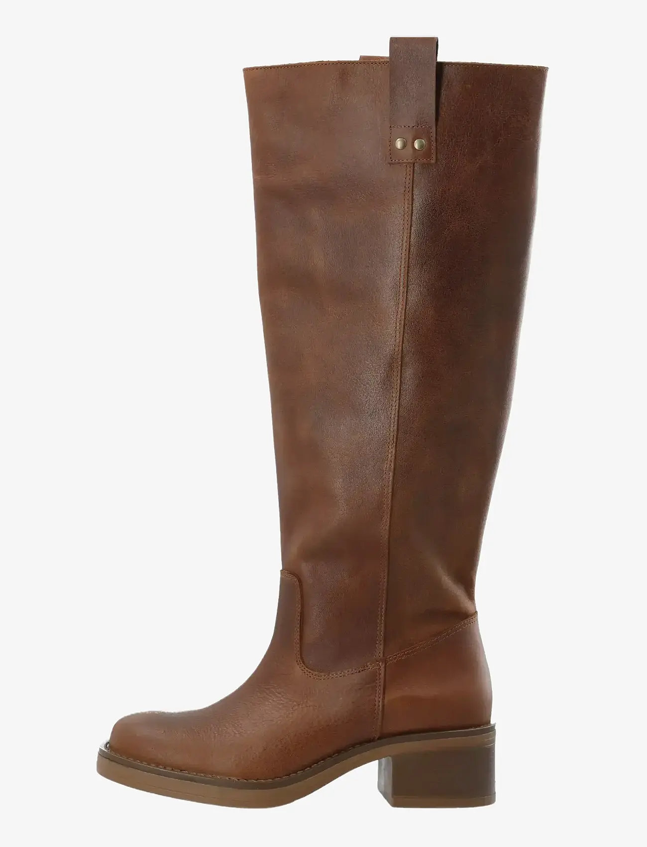 Bianco - BIAMARY Knee High Pull On Boot Pull Up Leather - há stígvél - cognac - 2