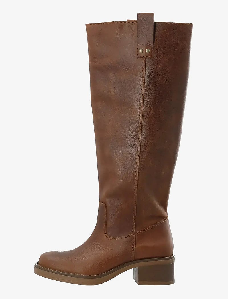 Bianco - BIAMARY Knee High Pull On Boot Pull Up Leather - cognac - 2