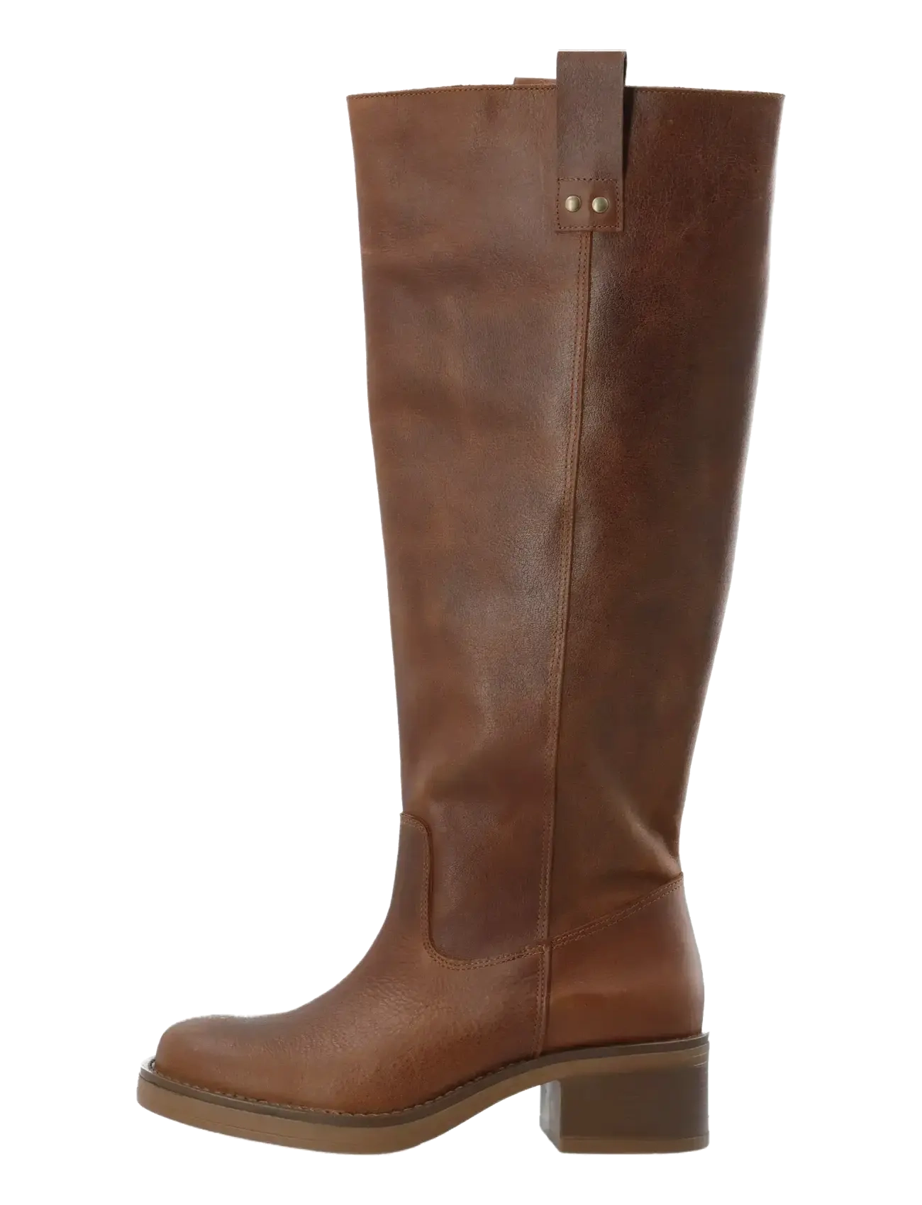 Bianco - BIAMARY Knee High Pull On Boot Pull Up Leather - langskaftede støvler - cognac - 2