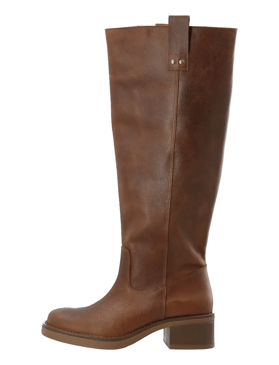 Bianco - BIAMARY Knee High Pull On Boot Pull Up Leather - kniehohe stiefel - cognac - 2
