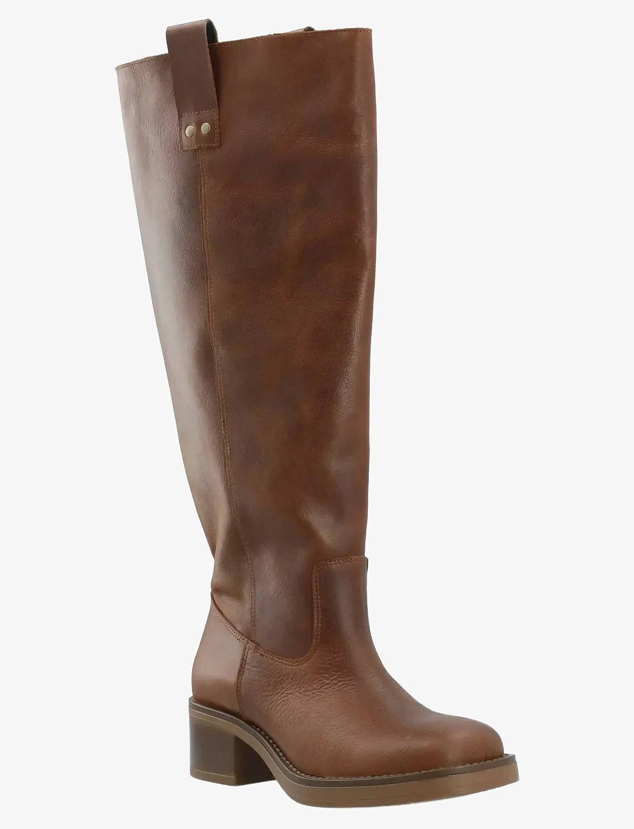 Bianco - BIAMARY Knee High Pull On Boot Pull Up Leather - há stígvél - cognac - 3