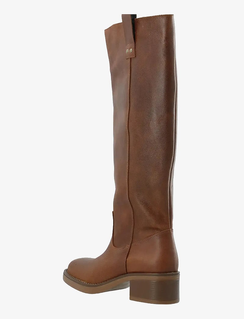Bianco - BIAMARY Knee High Pull On Boot Pull Up Leather - cognac - 4