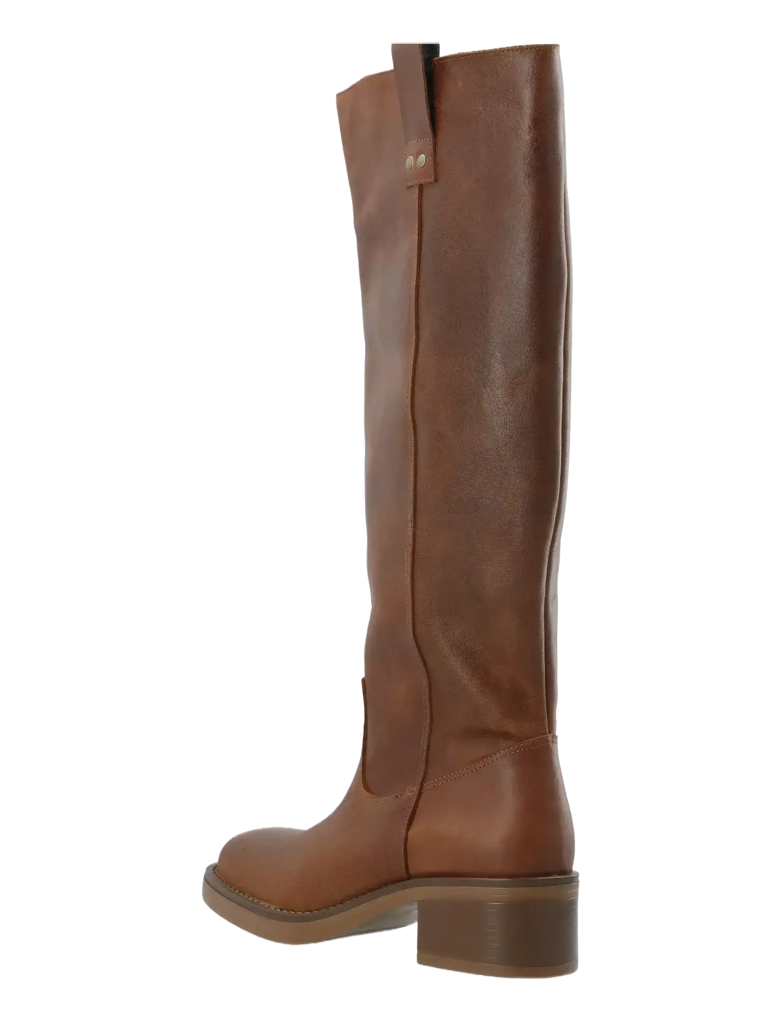 Bianco - BIAMARY Knee High Pull On Boot Pull Up Leather - langskaftede støvler - cognac - 4