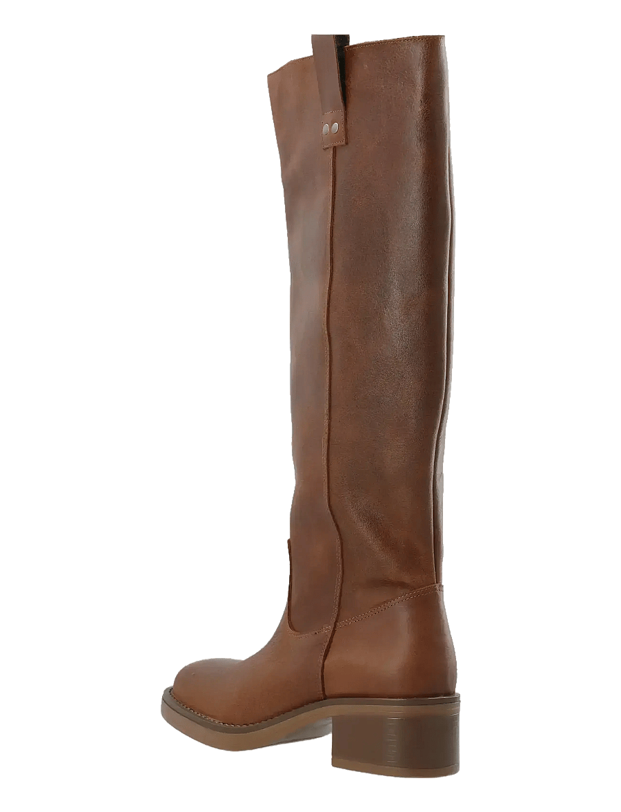 Bianco - BIAMARY Knee High Pull On Boot Pull Up Leather - kniehohe stiefel - cognac - 4