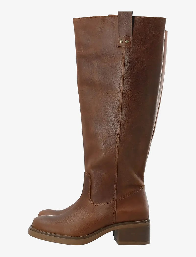 Bianco - BIAMARY Knee High Pull On Boot Pull Up Leather - cognac - 5