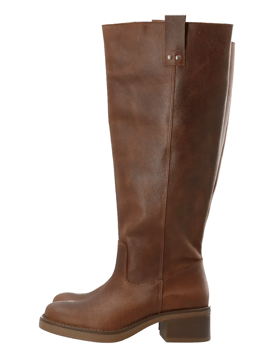 Bianco - BIAMARY Knee High Pull On Boot Pull Up Leather - kniehohe stiefel - cognac - 5