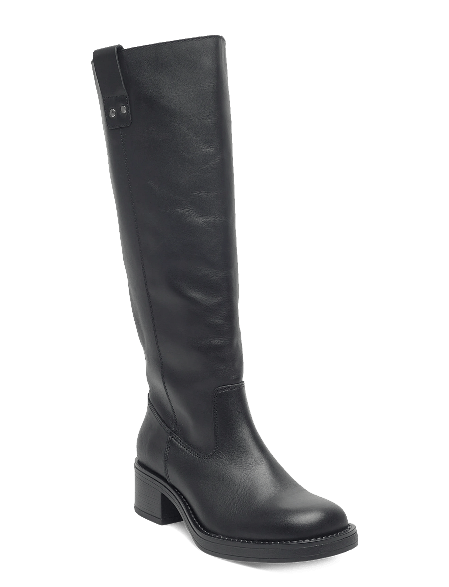Bianco - BIAMARY Knee High Pull On Boot Smooth Leather - knähöga stövlar - black - 0