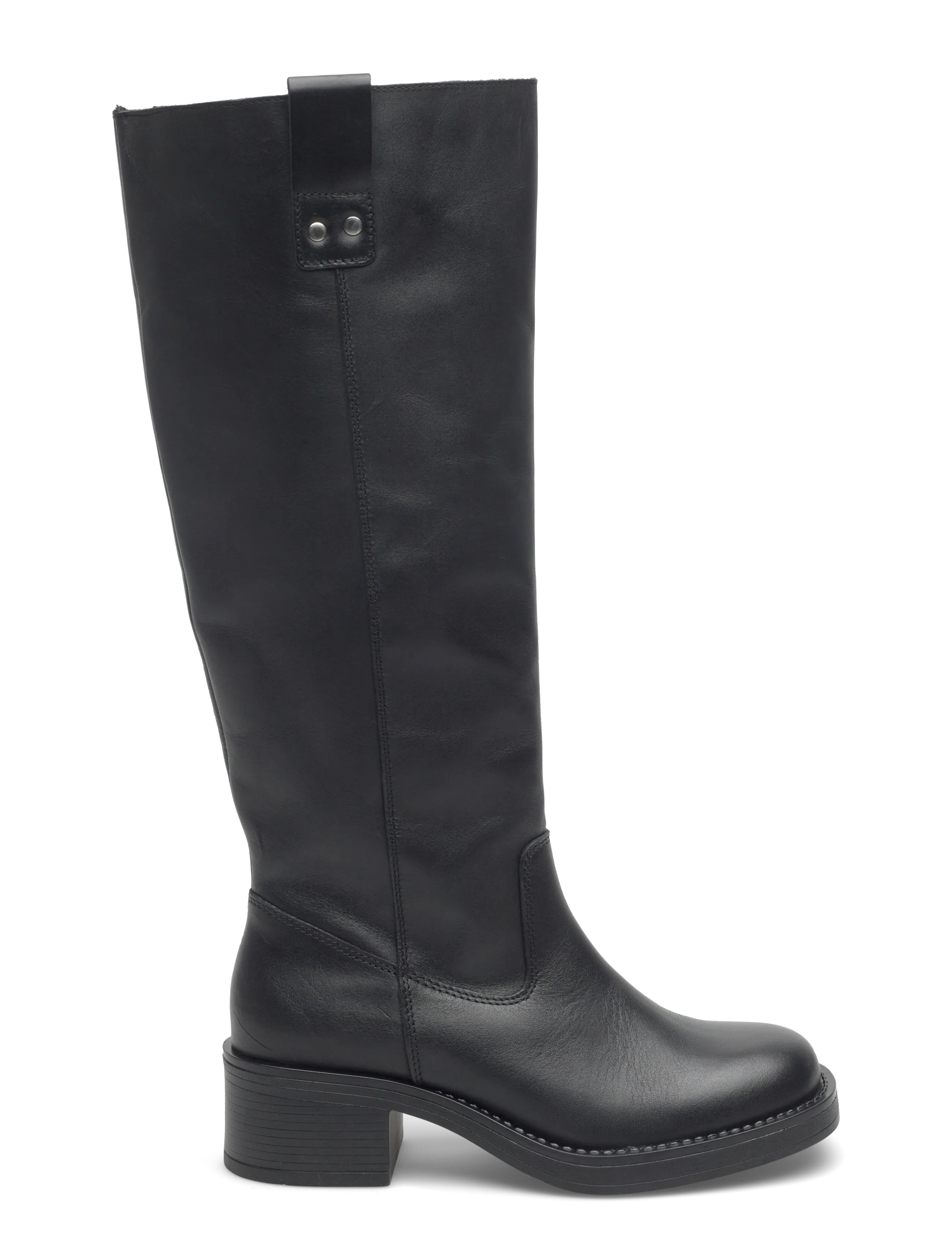 Bianco - BIAMARY Knee High Pull On Boot Smooth Leather - pika säärega saapad - black - 1