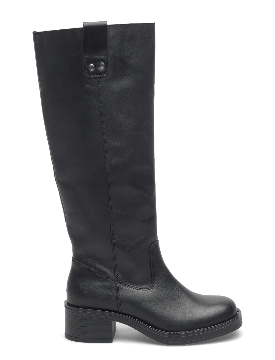Bianco - BIAMARY Knee High Pull On Boot Smooth Leather - knähöga stövlar - black - 1