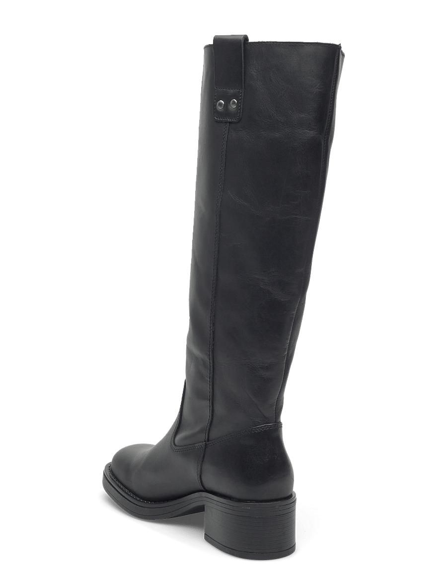Bianco - BIAMARY Knee High Pull On Boot Smooth Leather - knähöga stövlar - black - 2