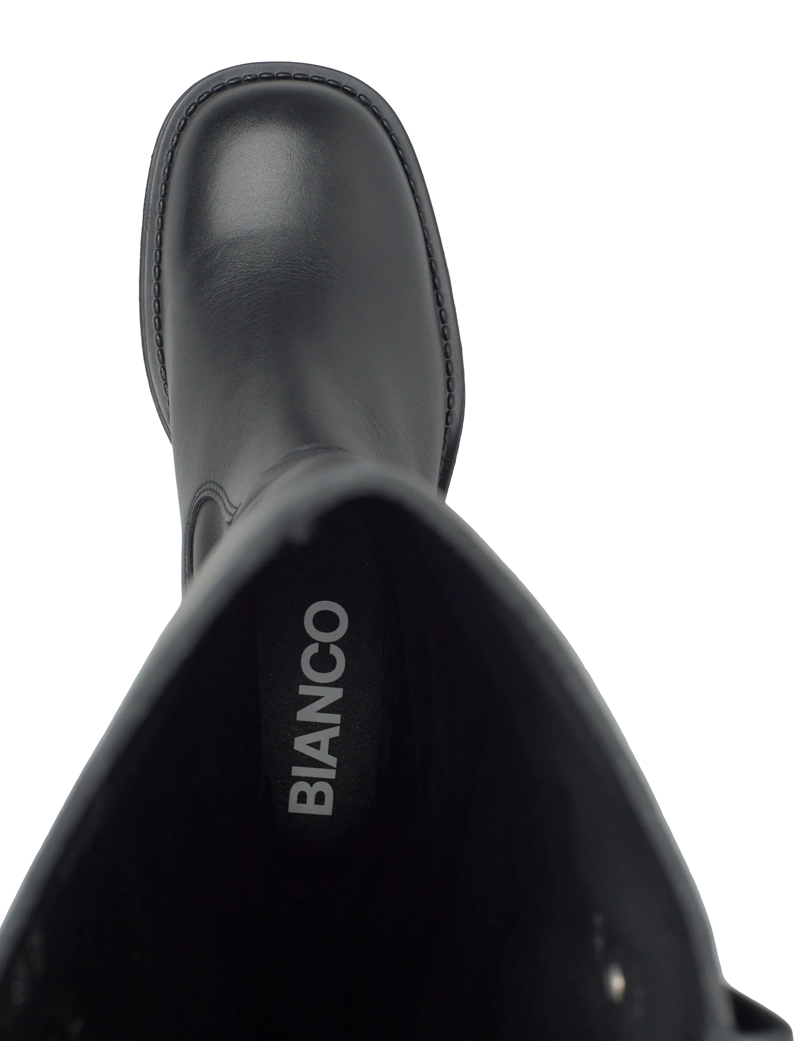 Bianco - BIAMARY Knee High Pull On Boot Smooth Leather - pika säärega saapad - black - 3