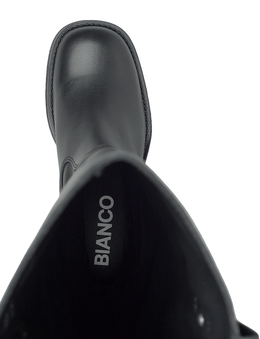 Bianco - BIAMARY Knee High Pull On Boot Smooth Leather - knähöga stövlar - black - 3