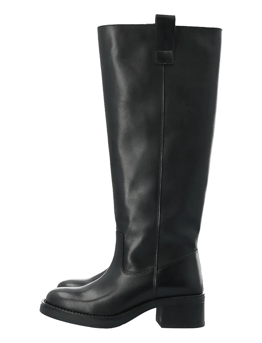Bianco - BIAMARY Knee High Pull On Boot Smooth Leather - knähöga stövlar - black - 5