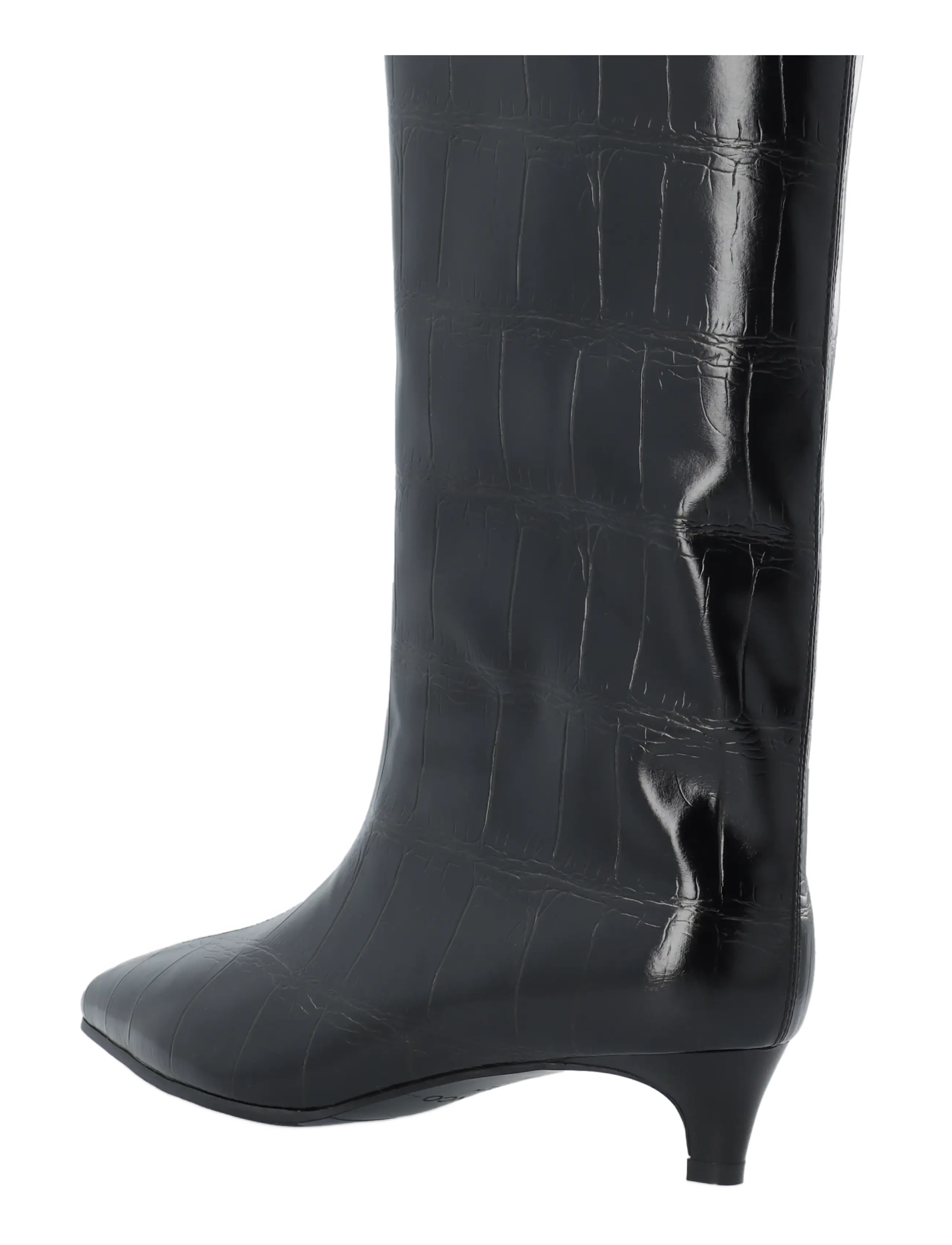 Bianco - BIAAMELIA Wide Mid Pull On Boot Faux Leather - stövletter - black croco - 2