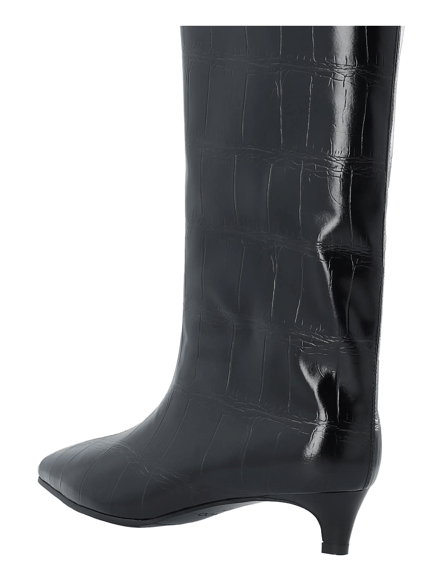Bianco - BIAAMELIA Wide Mid Pull On Boot Faux Leather - stövletter - black croco - 2