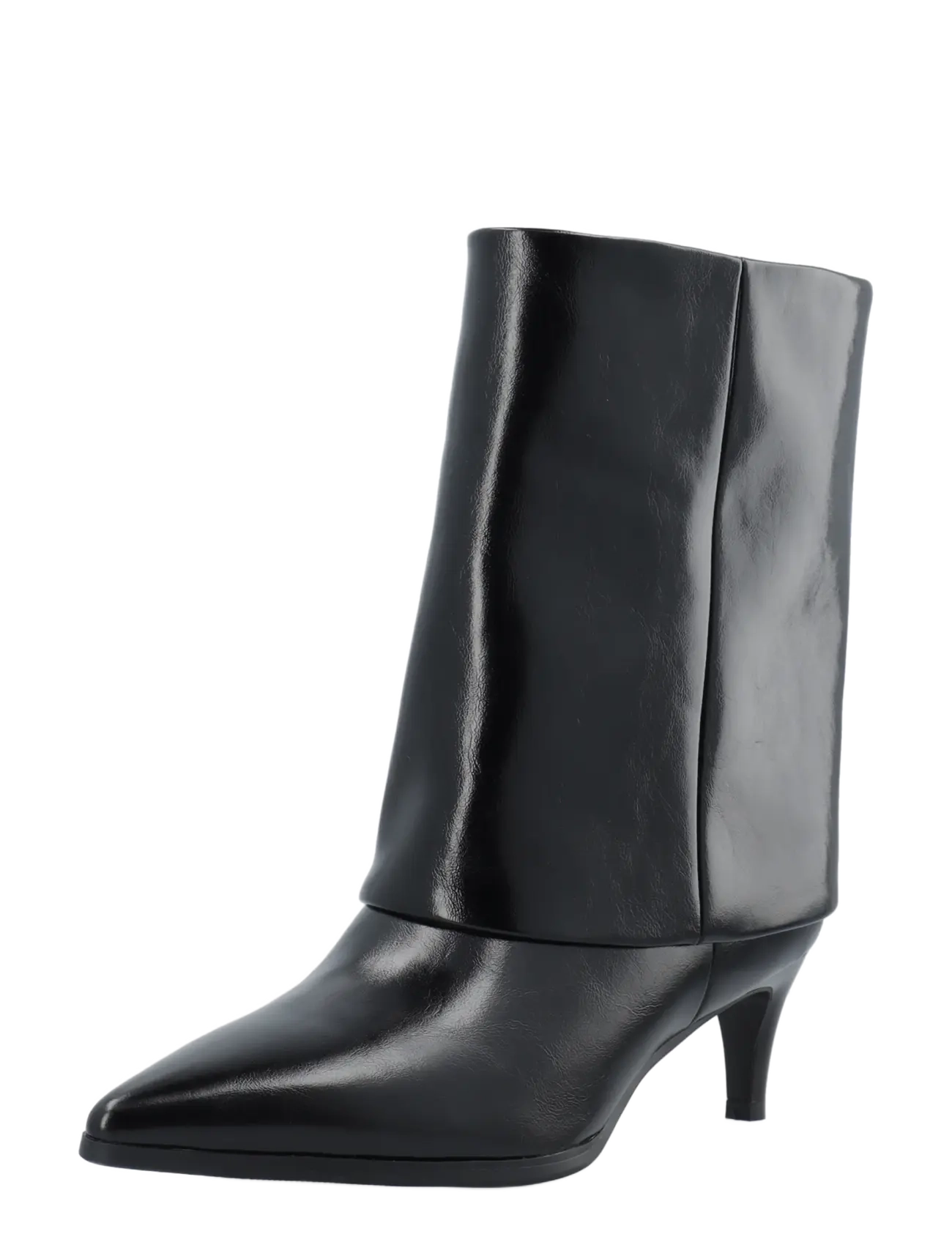 Bianco BIAABBIE Mid Fold Over Boot Faux Leather - Skor - BLACK PRATIA / black