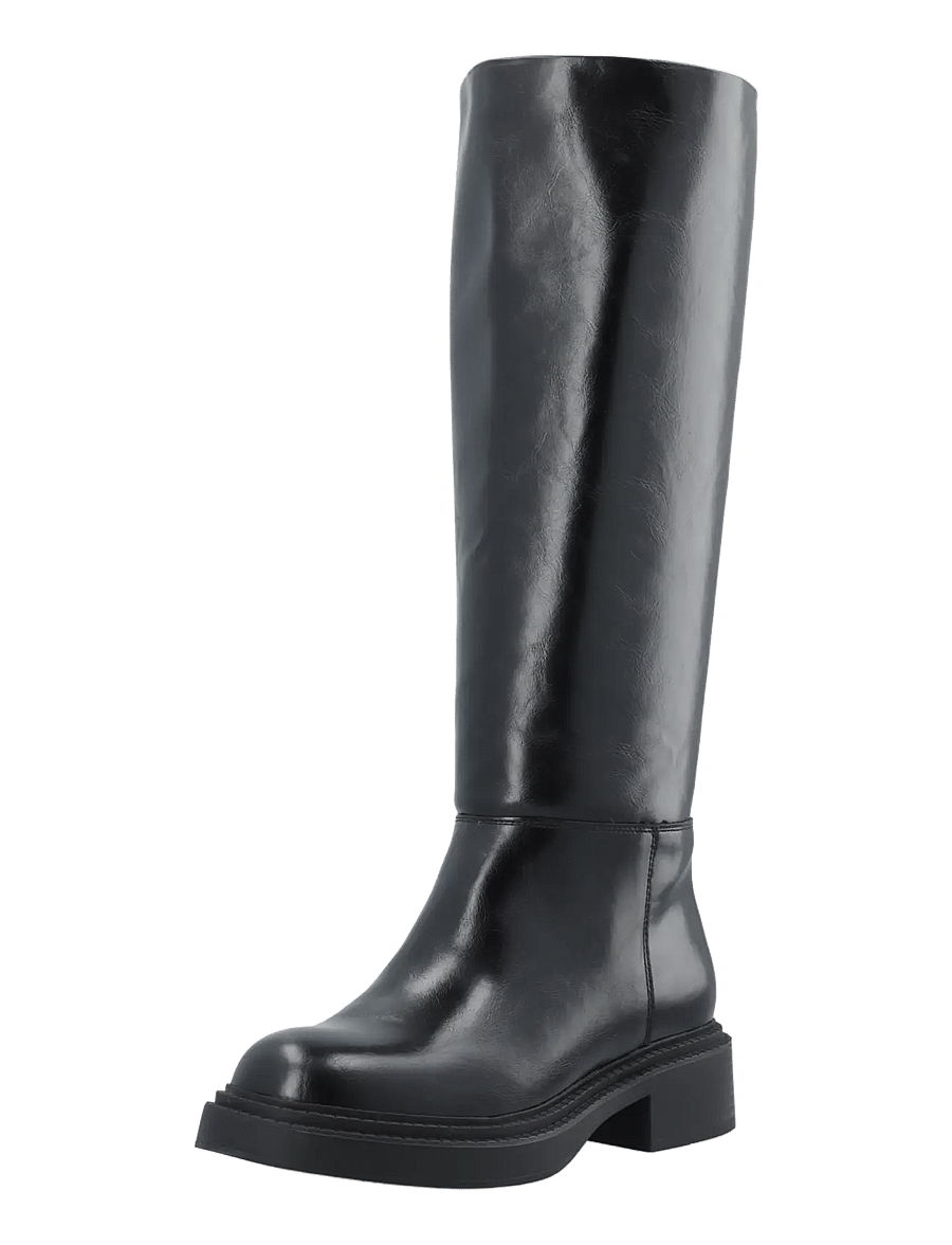 Bianco - BIAWILLOW Knee High Pull On Boot Faux Leather - knähöga stövlar - black - 0