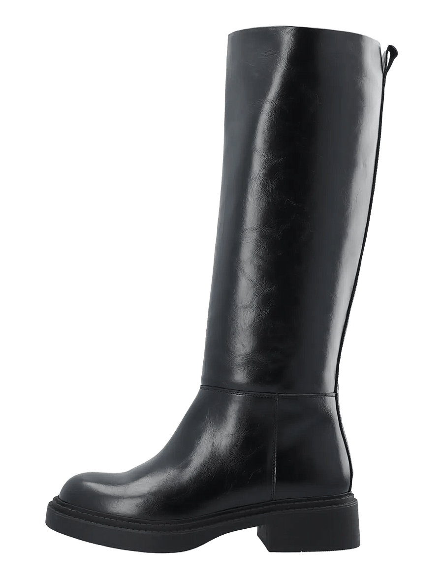 Bianco - BIAWILLOW Knee High Pull On Boot Faux Leather - knähöga stövlar - black - 1