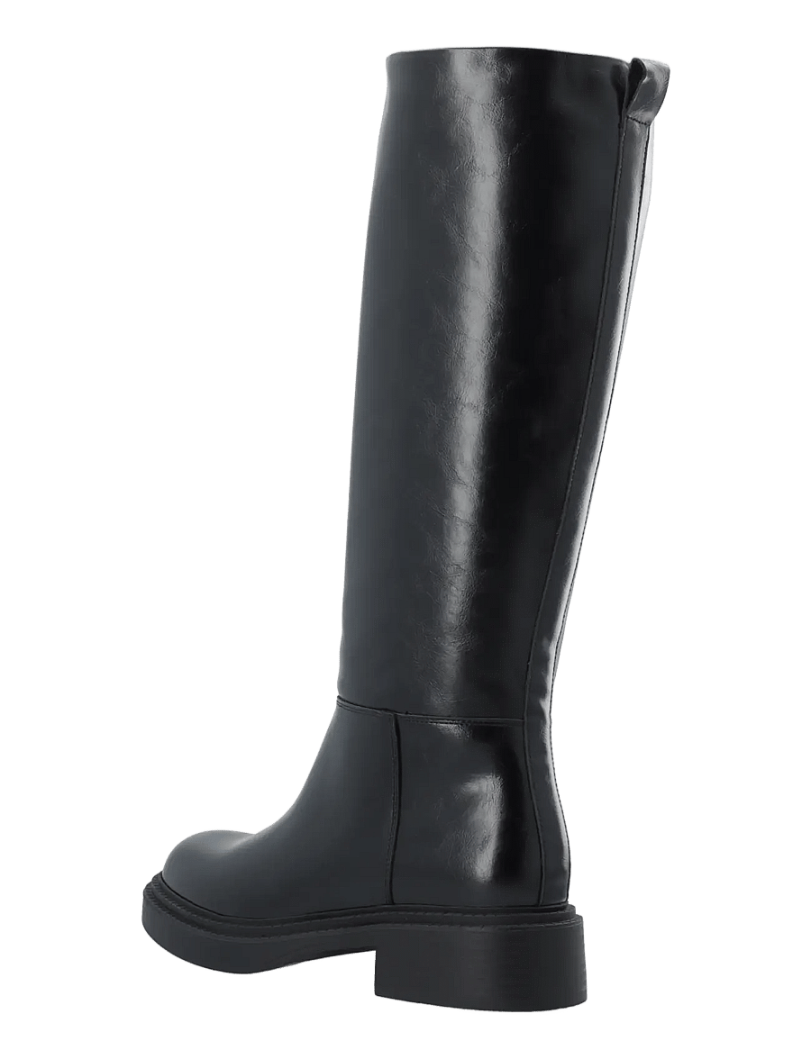 Bianco - BIAWILLOW Knee High Pull On Boot Faux Leather - knähöga stövlar - black - 2