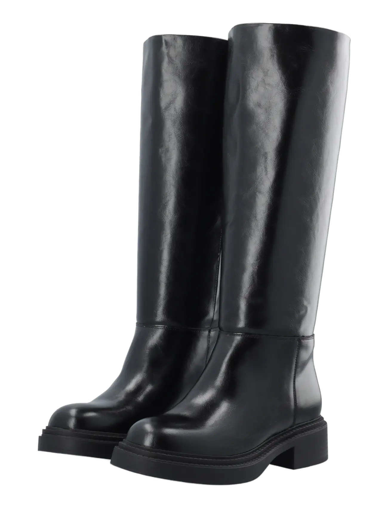 Bianco - BIAWILLOW Knee High Pull On Boot Faux Leather - knähöga stövlar - black - 5