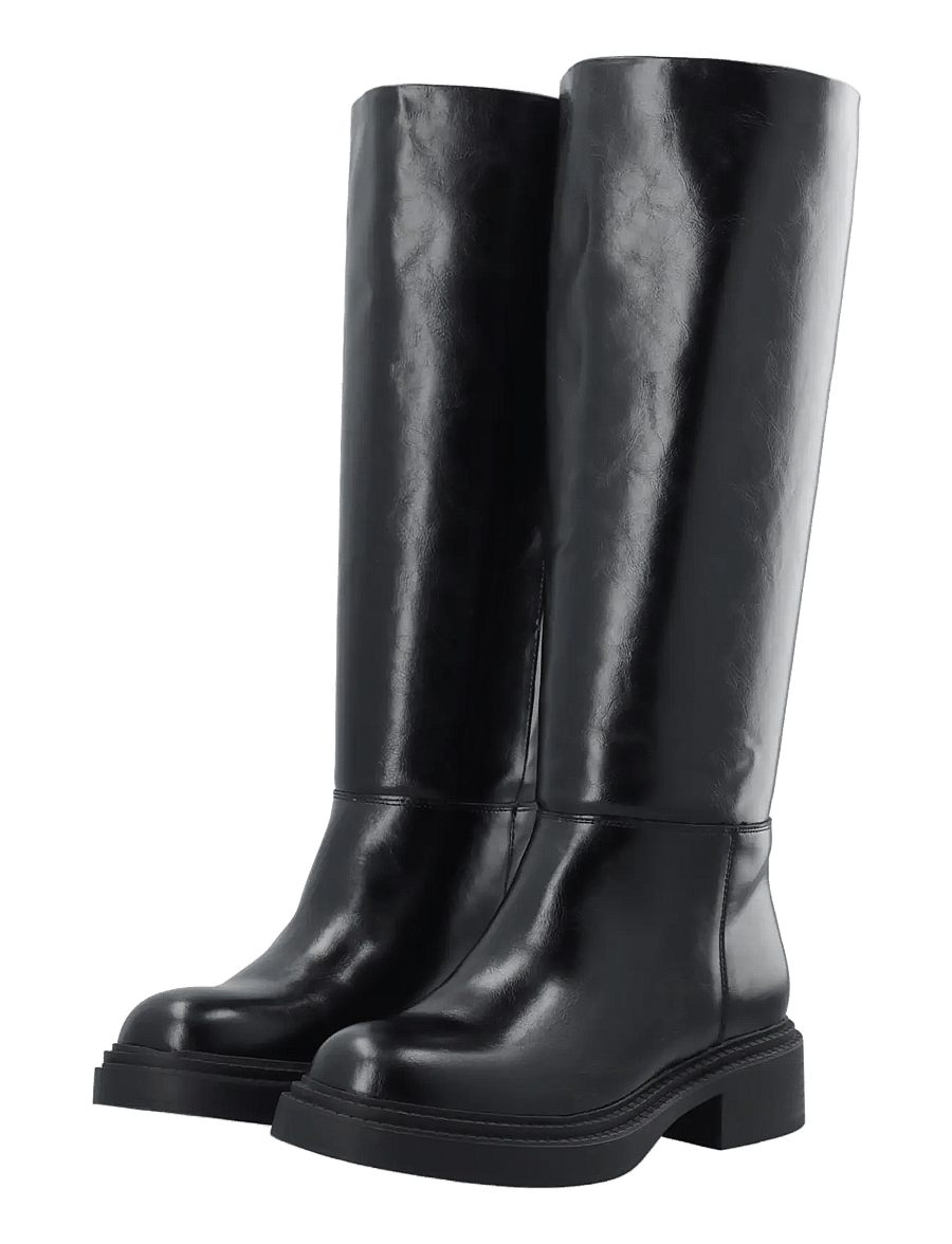 Bianco - BIAWILLOW Knee High Pull On Boot Faux Leather - knähöga stövlar - black - 5