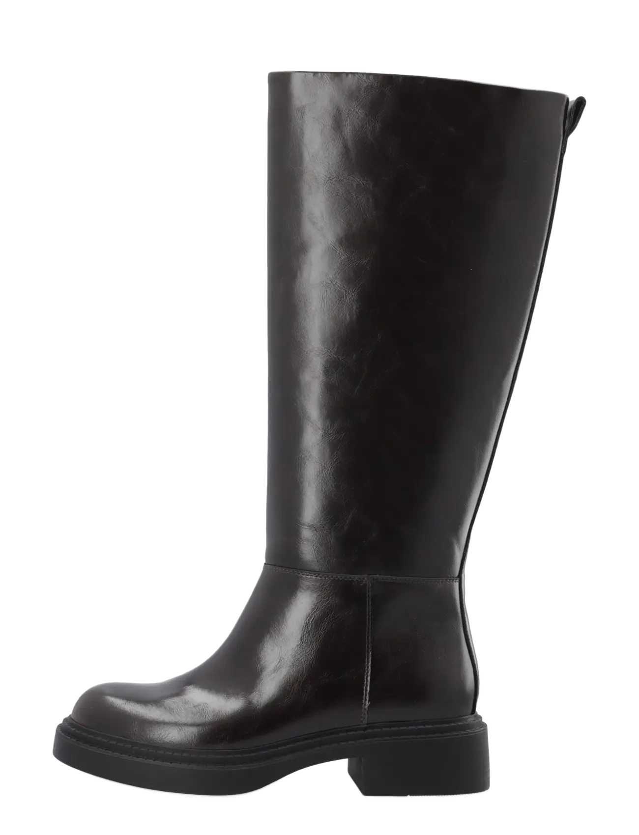 Bianco - BIAWILLOW Knee High Pull On Boot Faux Leather - knähöga stövlar - brown - 1