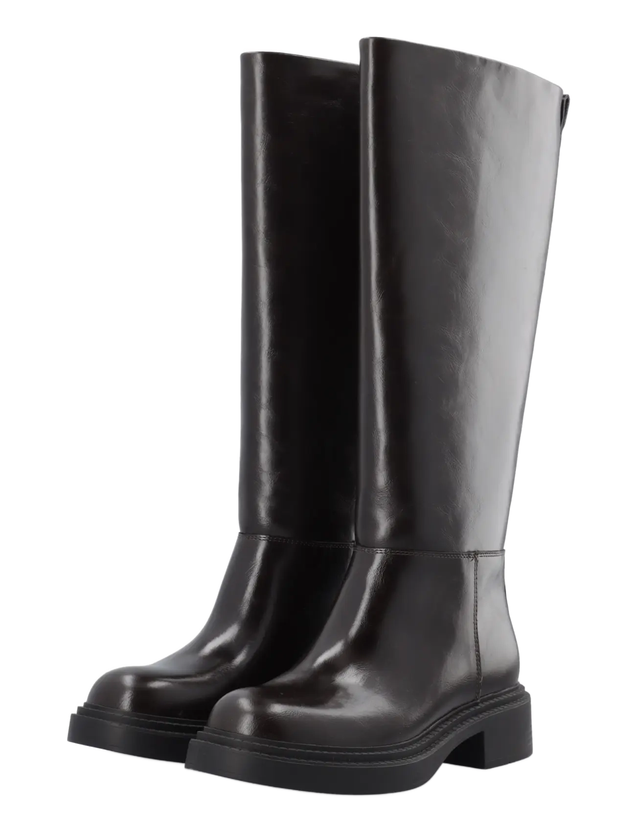 Bianco - BIAWILLOW Knee High Pull On Boot Faux Leather - knähöga stövlar - brown - 5