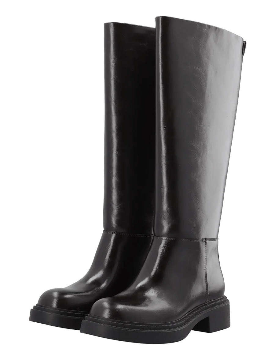 Bianco - BIAWILLOW Knee High Pull On Boot Faux Leather - knähöga stövlar - brown - 5