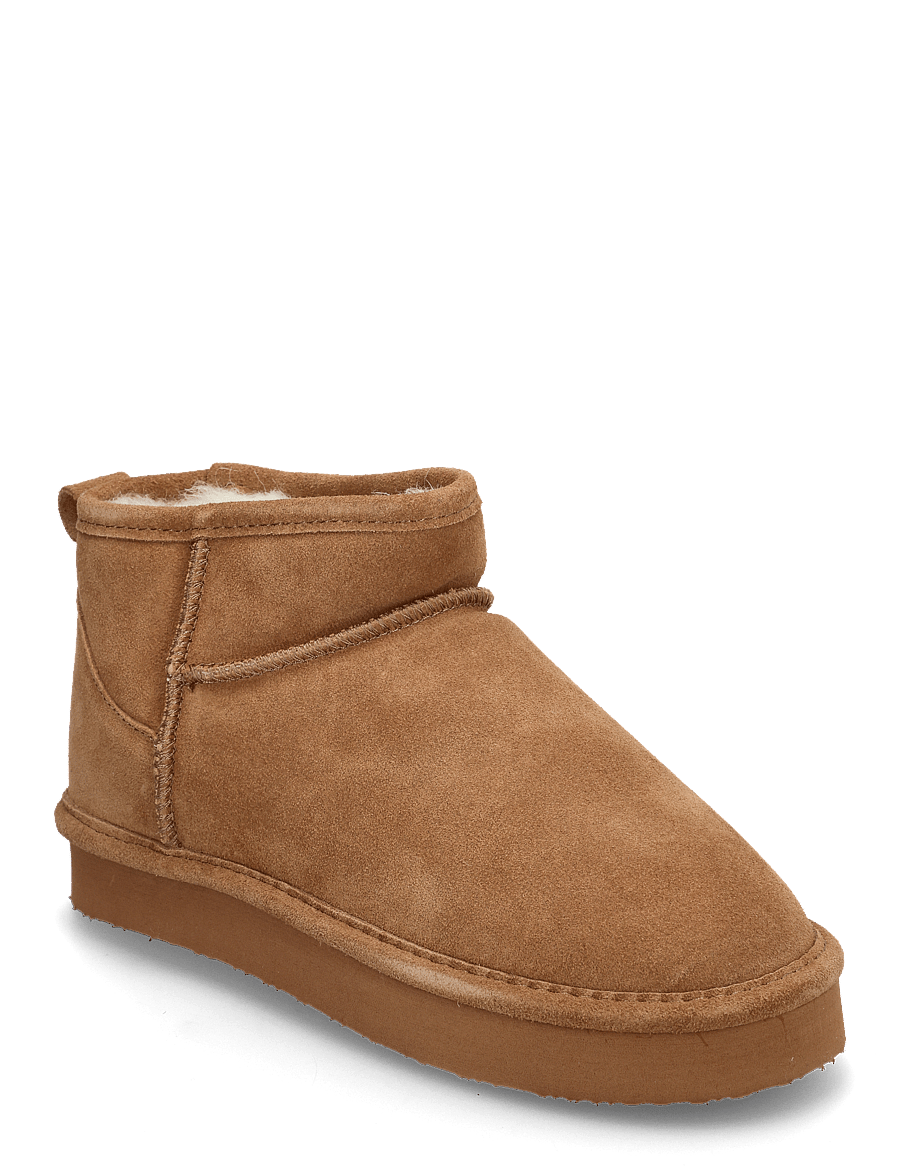 Bianco - BIASNOW Flatform Ankle Boot Suede - teddy-saapad - cognac - 0