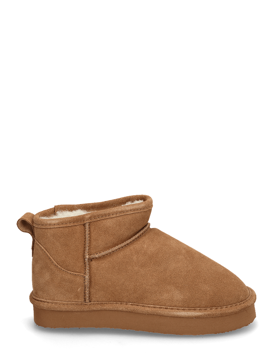 Bianco - BIASNOW Flatform Ankle Boot Suede - teddy-saapad - cognac - 1