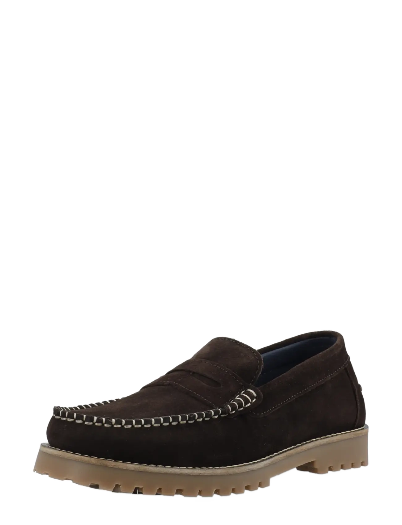 Bianco BIAGREG Penny Loafer Stitched Moc Suede - Partywear - DARK BROWN / brown