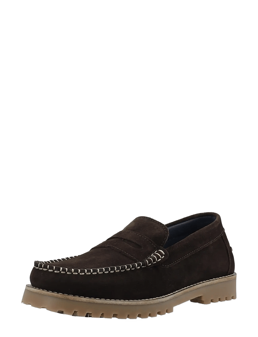 Bianco - BIAGREG Penny Loafer Stitched Moc Suede - moc-toes - dark brown - 0
