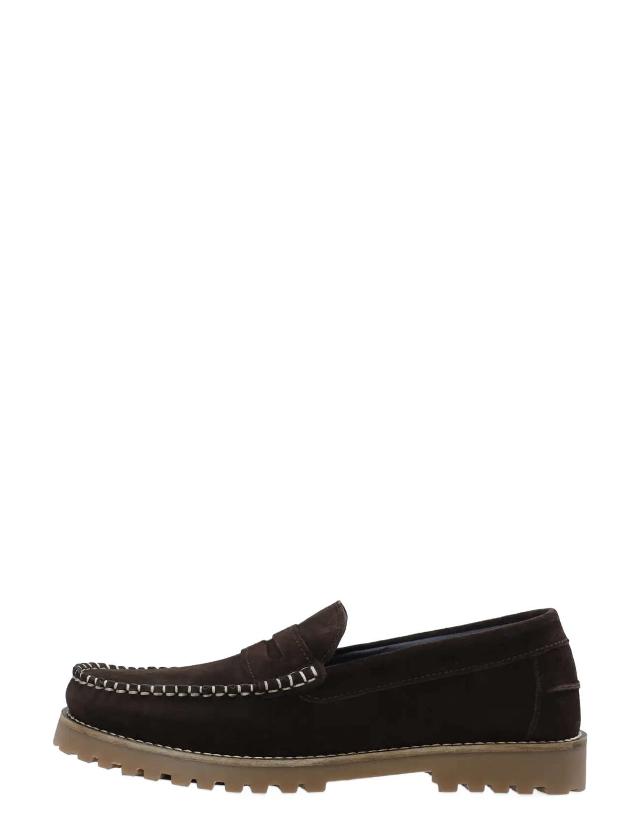 Bianco - BIAGREG Penny Loafer Stitched Moc Suede - moc toe sko - dark brown - 1