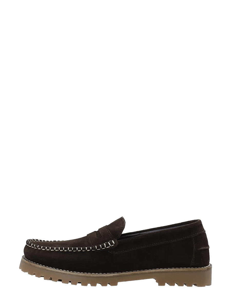 Bianco - BIAGREG Penny Loafer Stitched Moc Suede - moc-toes - dark brown - 1