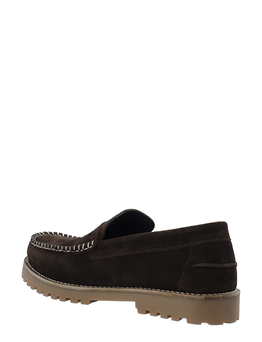 Bianco - BIAGREG Penny Loafer Stitched Moc Suede - moc-toes - dark brown - 2